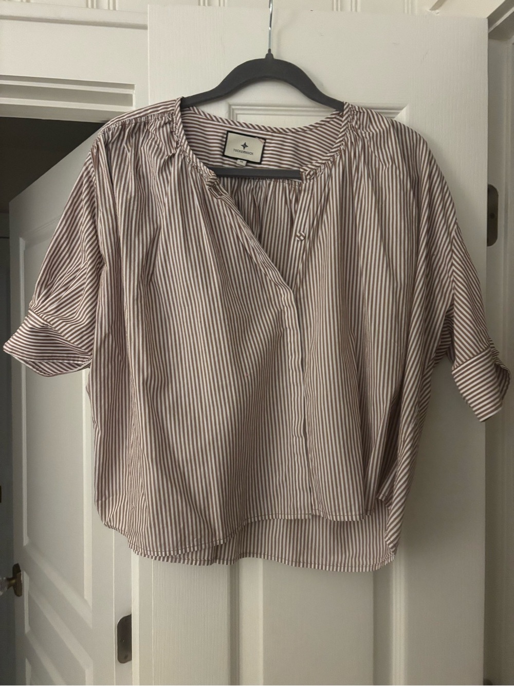 Tuckernuck Brown Stripe Relaxed Button-Front Women's Blouse